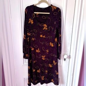 Laura Ashley Vintage Jersey Dress 70’s Floral Style Long Sleeve Size 10